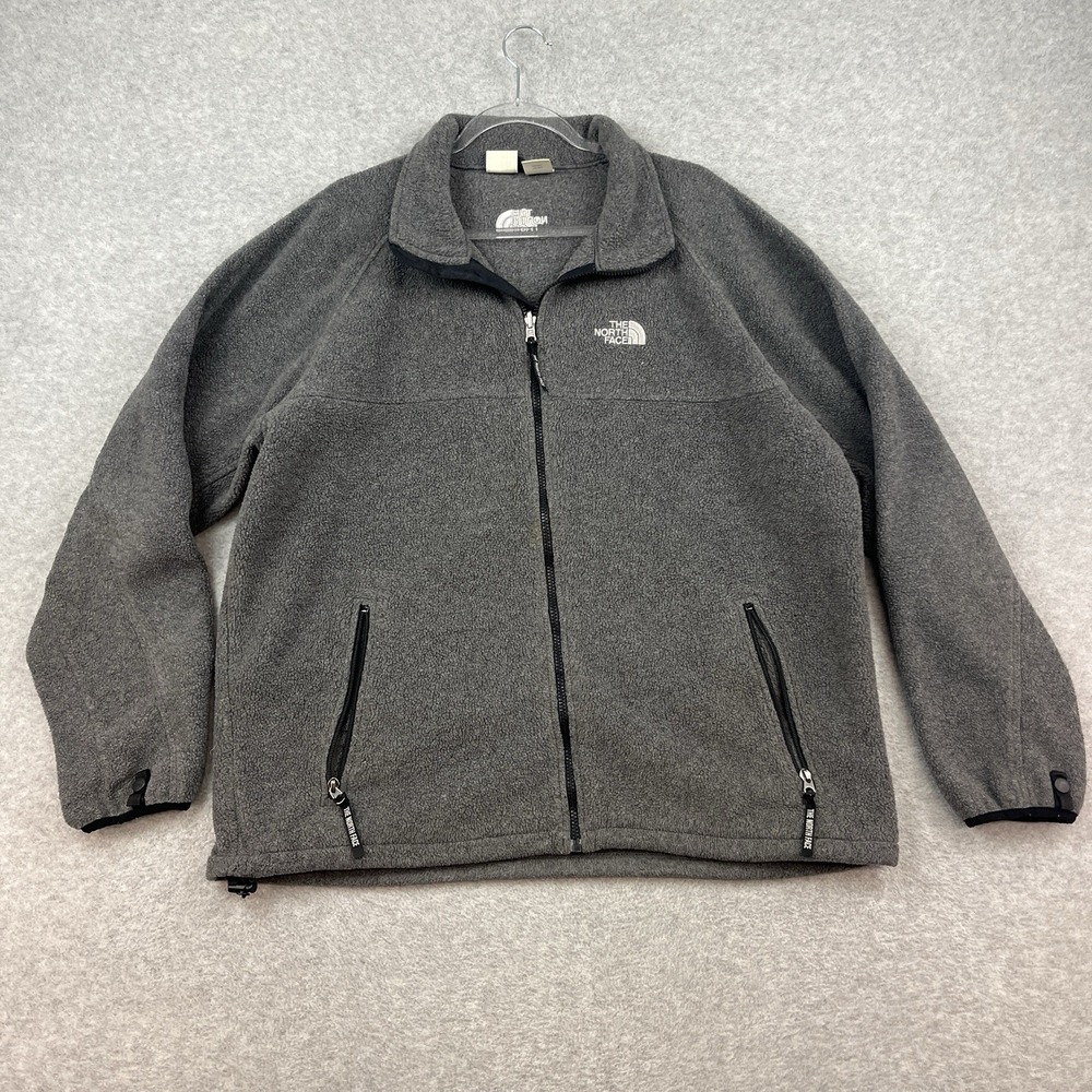 Vintage The North Face Fleece Jacket Mens XL Gray Full Zip Pockets Outdoor 90s